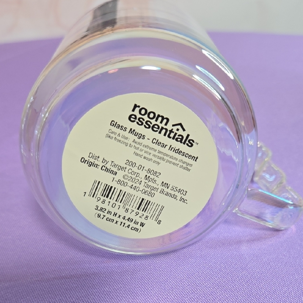2 Room Essentials Transparent Glass Mugs with Curved Handles - Picture 4 of 4
